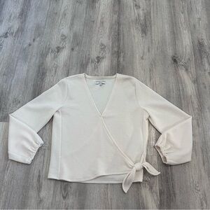 Madewell Texture and Thread Crepe Wrap Top Women’s S  Ivory  Coastal Cowgirl